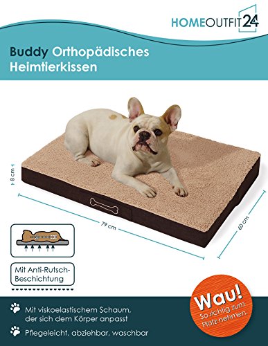 Orthopädisches Hundebett Mit Memory-Schaum – Weicher Plüsch, Waschbar, Rutschfest (50x40x6 Cm)